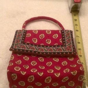 Vera Bradley Quilted Lunch Tote with handle, Red Leaf pattern.